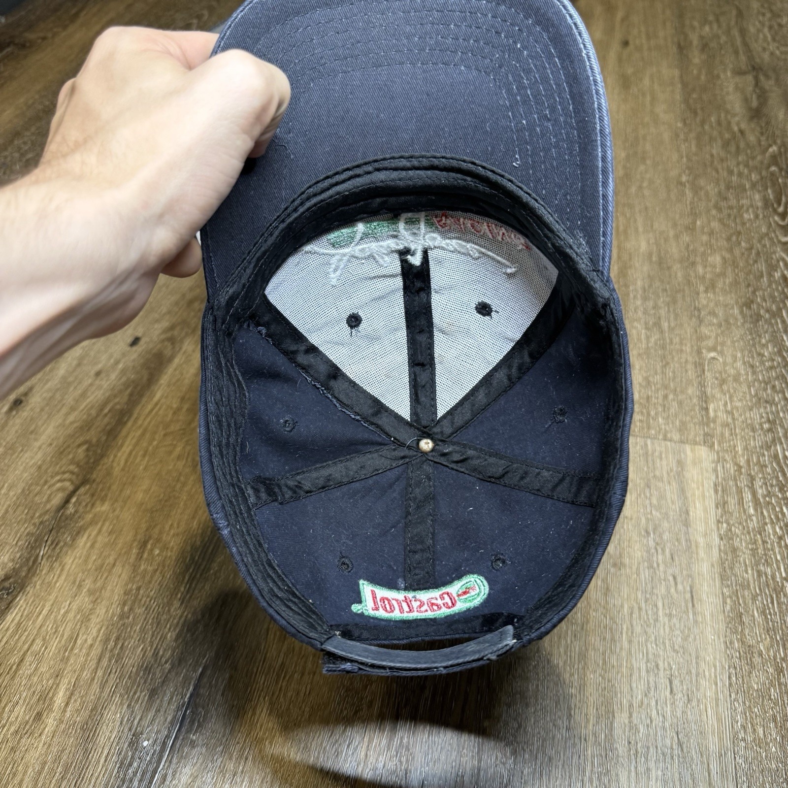 Vintage 90s John Force Castrol Oil Hat Black Adj Strap Embroidered Racing Nascar — image 4 of 5